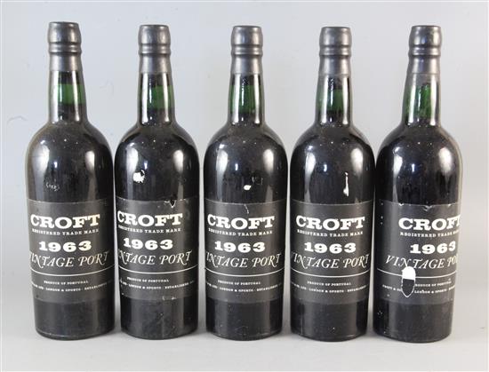 Five bottles of Croft 1963 Vintage Port